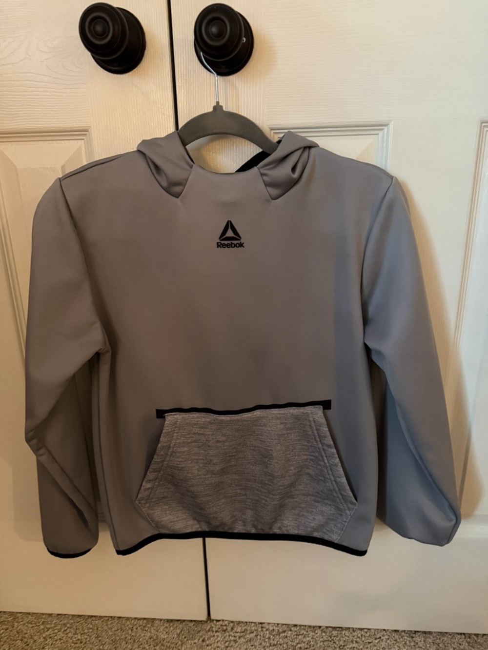 Reebok Kids Gray Hooded Active Pullover with Black Trim